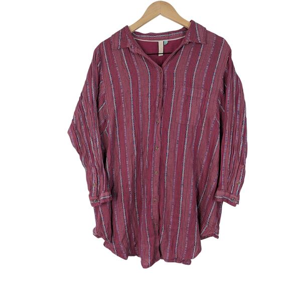 Pilcro Anthropologie Metallic Stripe Button Front Tunic - Picture 1 of 8
